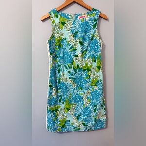 Lilly Pulitzer Original Vintage Worth Shift Dress Lace Teal Blue sz 4 EUC